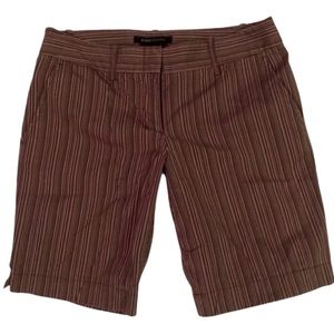 BCBG MaxAzria 28” Waist Brown Striped Bermuda Walking Shorts